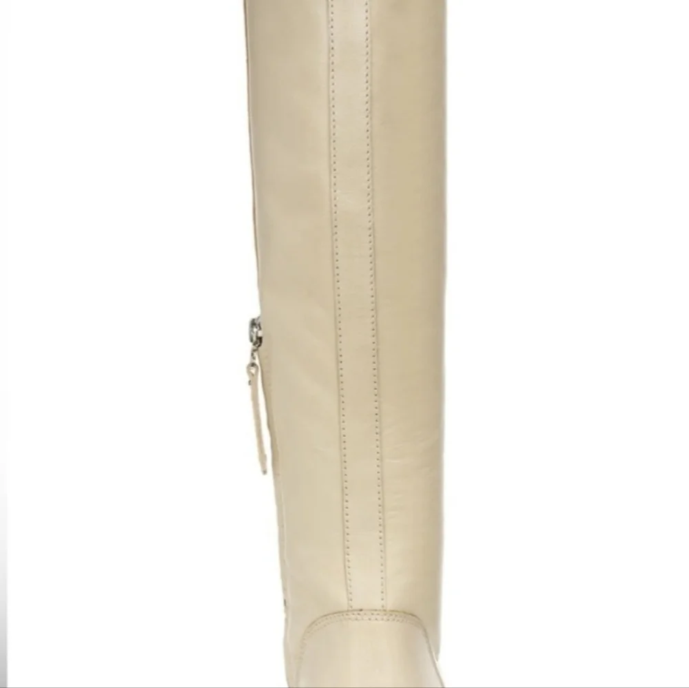 New Sam Edelman Women's Leather High Knee Boots Size 6.5 Cream Color